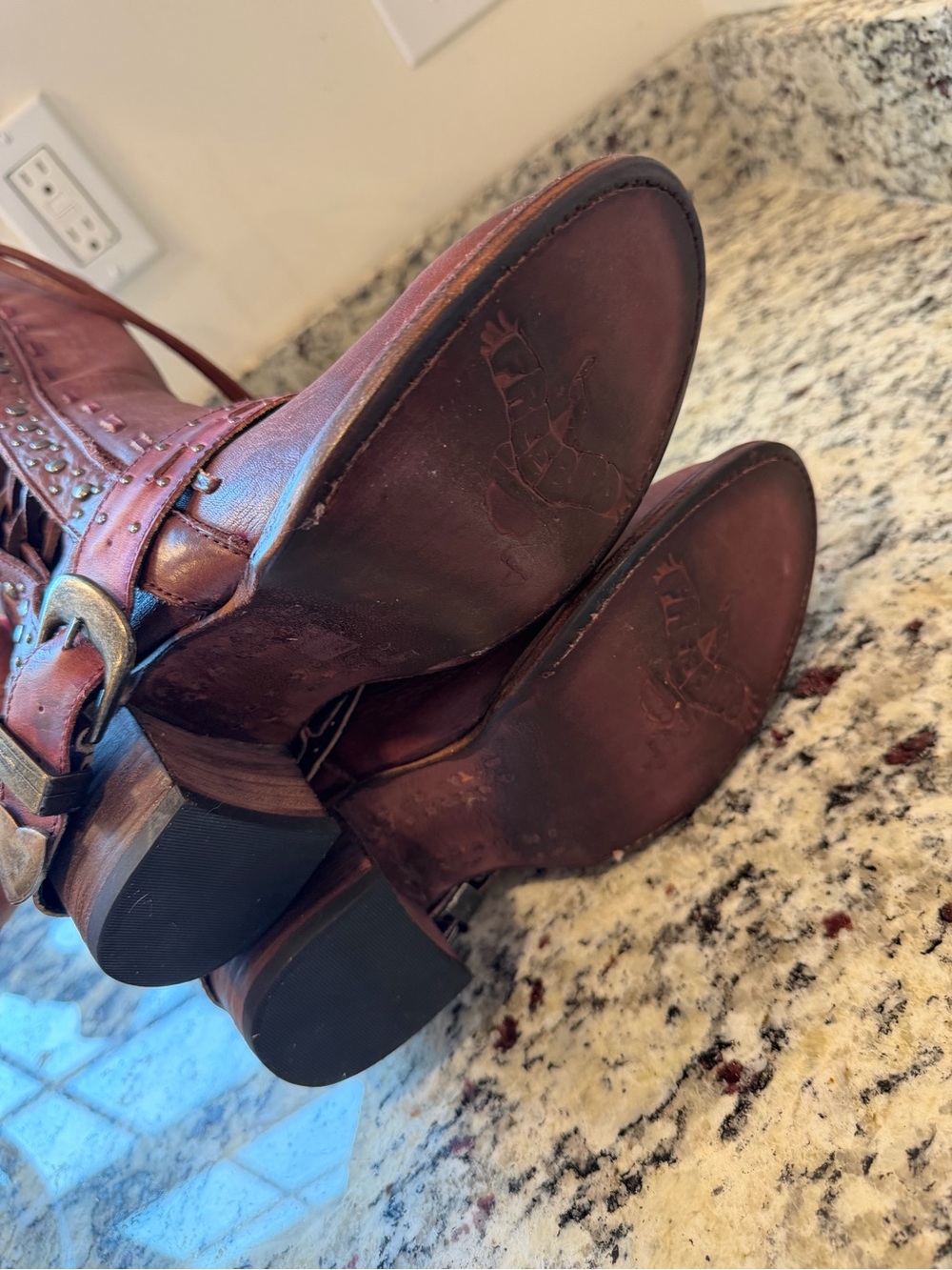Freebird Contour Burgundy Leather Lace-Up Studded Riding Boots 6 NEW - Picture 6 of 7